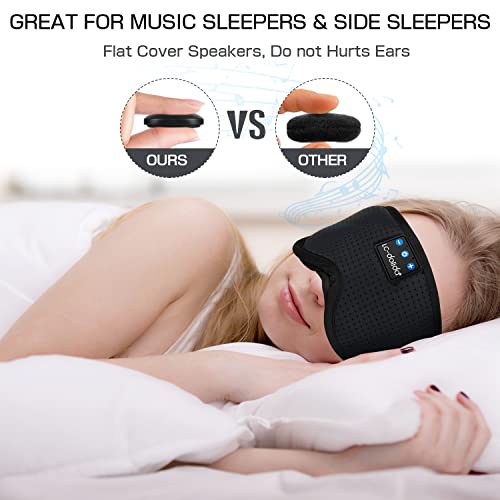 Sleep Headphones Sleep Mask with Bluetooth Headphones, LC-dolida Eye Mask for Sleeping Eye Pillow Sleeping Headphones for Side Sleepers Thin Speaker Cool Gadgets Gifts for Men (Black)