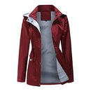 Women's Raincoats Waterproof Rain Jacket Lightweight Outdoor Windbreaker Hooded Trench Coats (Color : Red, Size : Large)