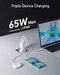 Anker USB C Charger, Anker 735 Charger GaNPrime 65W, PPS 3-Port Fast Compact Wall Charger for MacBook Pro/Air, iPad Pro, Galaxy S23/S23, HP Spectre, Note20/10+, iPhone 14/Pro, and More (White)