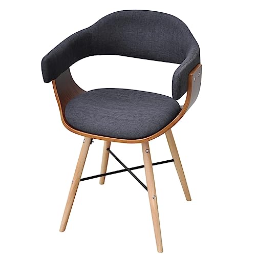 vidaXL 2X Dining Chair Sold Wooden Legs Fabric Grey Armchair Cafe Kitchen