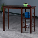 Winsome Egan Solid Wood Breakfast Table with 2 Side Shelves - Walnut