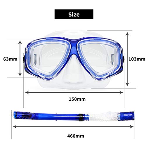 (Myopia 550) - EnzoDate Optical Diving Gear Kit Myopia Snorkel Set, Different Strength for Each Eye, Nearsighted Dry Top Scuba Mask