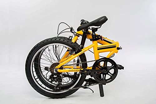 ZiZZO Campo 20 inch Folding Bike with 7-Speed, Adjustable Stem, Light Weight Aluminum Frame (Yellow)