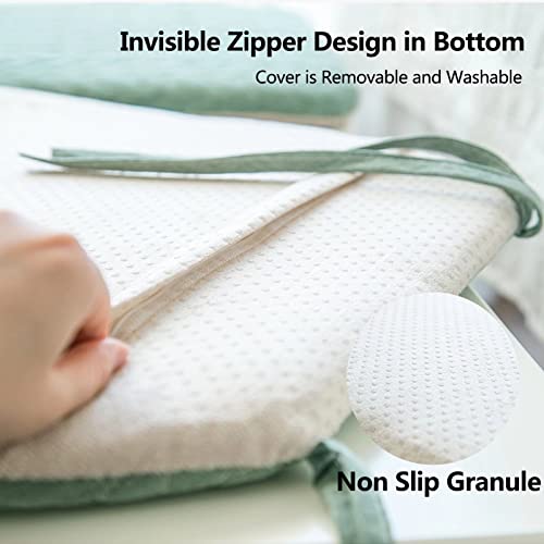 Kitchen Chair Pads Non Slip Set of 4, Chair Cushions for Dining Chairs 4 Pack with Ties, Washable Seat Cushion with Hidden Zipper, 100% Cotton Fabric, Suitable for All Seasons Grey