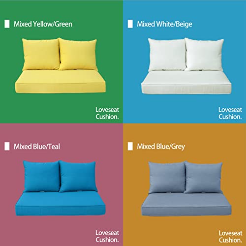 BOSSIMA Sunbrella Patio Furniture Cushions Comfort Deep Seat Glider Loveseat Cushion Indoor Outdoor Seating Cushions,Mixed White/Beige