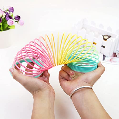 2PCS Rainbow Coil Spring Toy,Magic Spring Coil Toy,Plastic Rainbow Coil Toy,Rainbow Magic Spring Toy for Party Favors Gifts,Stocking Stuffers for Kids & Adults(Size 3.4 * 3.5 inch)