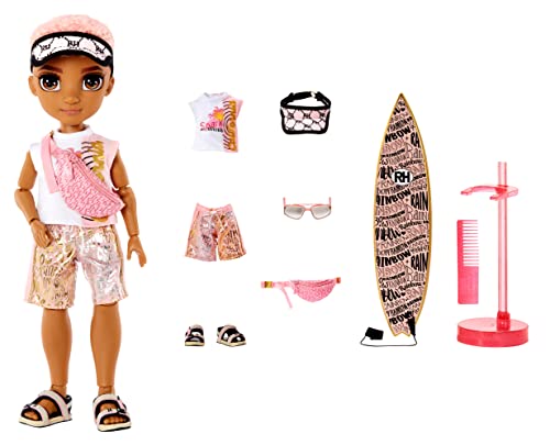 Rainbow High Pacific Coast Finn Rosado- Rose Gold Boy Fashion Doll with Pool Accessories playset, and Surfboard. Great for Kids 6-12 Years Old, (581888)