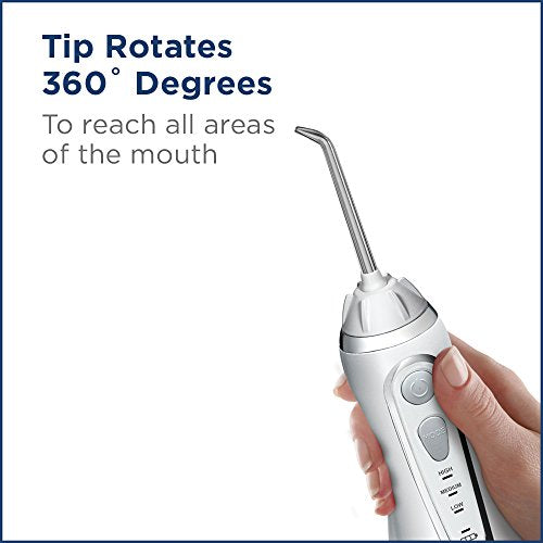 Waterpik Cordless Advanced Water Flosser WP-560 - 3 Pressure Settings - 360° Tip Rotation - 45 Seconds Water Capacity - Extra Quiet Design - 4x Flosser Tips - Dental Floss - Oral Hygiene - White