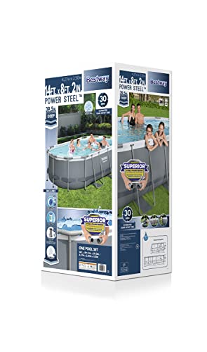 Bestway Power Steel 14' x 8'2" x 39.5" Oval Above Ground Pool Set | Includes 530gal Filter Pump, Ladder, ChemConnect Dispener