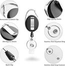 Retractable Badge Reel with Carabiner Belt Clip and Key Ring for ID Card Key Keychain Badge Holder Black 10 Pack
