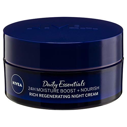 NIVEA Rich Nourishing 24HR Night Cream (50ml), Moisturising Face Cream with Almond Oil and Shea Butter, Nourishing Face Moisturiser for Dry and Sensitive Skin