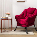 AcozyHom Modern Fabric Large Lazy Chair, Accent Oversized Comfy Reading Chair, Thick Padded Cozy Lounge Chair with Armrest, Steel Frame Leisure Sofa Chair for Living Room, Bedroom, Dorm, Burgundy