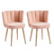 ATSNOW Peach Pink Sherpa Accent Chairs Set of 2, Mid Century Modern Upholstered Side Chairs for Dining Room Living Room Bedroom Vanity