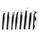 8 Pieces Eyelash Extension Tweezers Set Straight and Curved Tip False Lash Tweezers Eyelash Applicator Tool Stainless Steel Precision Tweezers for Eyelash Extension with Velvet Bag (Black)