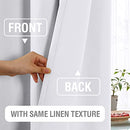 H.VERSAILTEX 100% Blackout Linen Curtains Thermal Curtains for Living Room Textured Burlap Curtains with Double Face Linen Grommet Soundproof Curtains Each W132cm x D243cm, 2 Panels - White