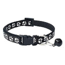 CHBORCHICEN 2-Pack Reflective & Footprint Small Pet Dog Cat Regular Collar with Bell Buckle Adjustable Polyester Cat Dog Collar or Seatbelts (Small, Black)