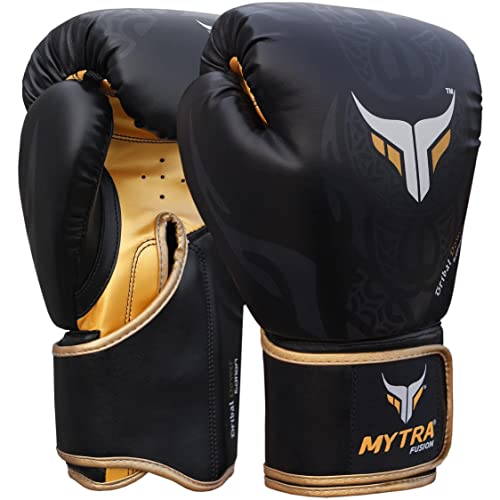 Mytra Fusion Boxing Gloves – Kickboxing Gloves for Men & Women Boxing Training Gloves MMA Muay Thai Gloves Punching Gloves (18-oz, Black)