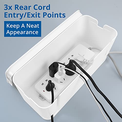 Cable Management Box White, 2Pack Cord Organizer Box - Extra Large and Medium Size, Cord Hider Box to Conceal Power Strips on Desk or Floor, Made from Electrically Safe ABS Material