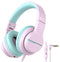 iClever HS19 Kids Headphones with Microphone for School, Volume Limiter 85/94dB, Over-Ear Girls Boys Headphones for Kids with Shareport, Foldable Wired Headphones for iPad/Fire Tablet/Travel (Pink)