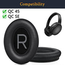 SOULWIT Professional Ear Pads Cushions Replacement for Bose QuietComfort 45 (QC45)/QuietComfort SE(QC SE) Over-Ear Headphones, Earpads with Softer Protein Leather, Noise Isolation Foam (Black)