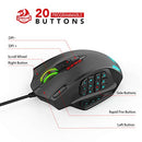 Redragon M908 Impact RGB Gaming Mouse, 12400 DPI Wired Laser MMO Mouse with High Precision Actuation, 12 Macro Side Buttons and 16.8 Million Customized Breathing Backlight for PC/Laptop