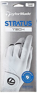 TaylorMade Stratus Tech Glove 2-Pack (White, Left Hand, Medium/Large), White(Medium/Large, Worn on Left Hand)