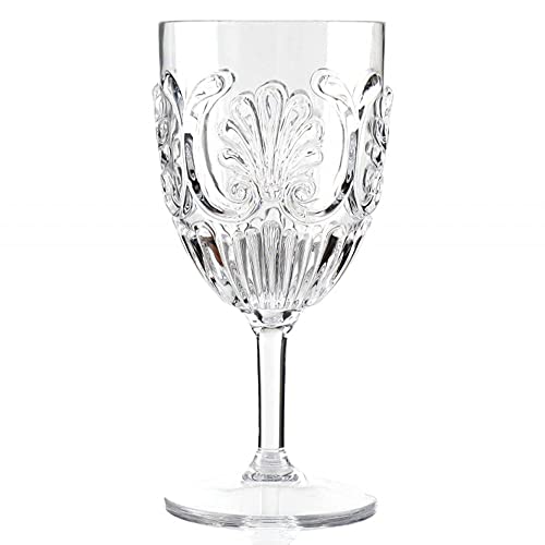 KOMOREBI Shatterproof Acrylic Wine Glasses - Unbreakable Plastic Goblets, BPA-Free & Drop-Proof Glassware - Elegant Drinkware for Indoor & Outdoor Use - 14oz, Set of 4 (Clear)
