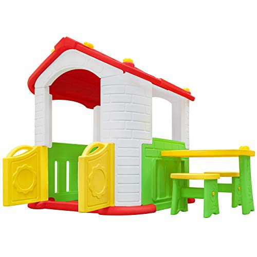 Lifespan Kids Wombat Playhouse with Side Table Cubby House Indoor Outdoor Play