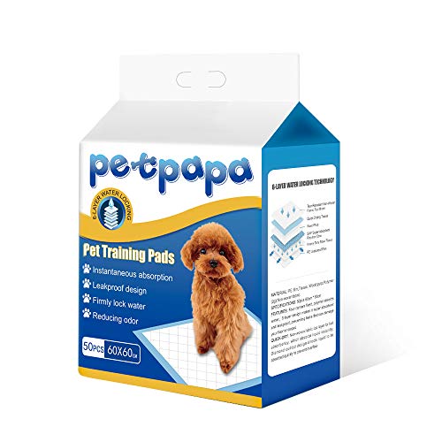 Petpapa 50 pcs Premium Leak-Proof Puppy Pet Dog Indoor Cat Toilet Training Pads Super Absorbent 60x60cm