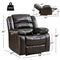 ANJ Manual Recliner Chair, Breathable Faux Leather Reclining Chairs with Overstuffed Arm and Back, Living Room Single Sofa Recliners (Dark Brown)