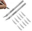 2Pack Precision Carving Craft Knife Stainless Steel Metal Knives with Safety Cap and 10Pcs Knife Blades for DIY Art Work Cutting Sculpture Carving Knife and Hobby Knife etc.