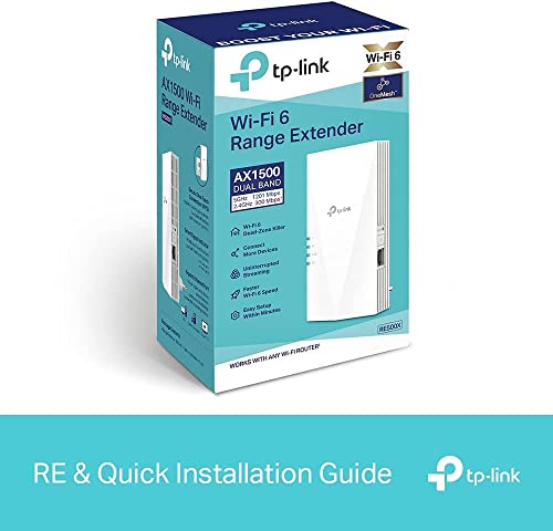 TP-Link AX1500 Dual Band Wi-Fi 6 Range Extender, Broadband/Wi-Fi Extender, Wi-Fi Booster/Hotspot with 1 Gigabit Port, Built-in Access Point Mode, Works with Any Wi-Fi Router, UK Plug (RE500X)