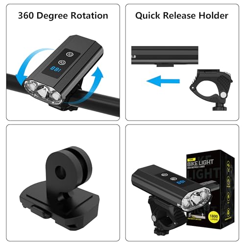 Bike Light Bicycle Lights Front - USB Type C Rechargeable, Recharge Your Phone, Bicycle Headlight Lights Front Lights Led Lights Super Bright (Bike Headlight)