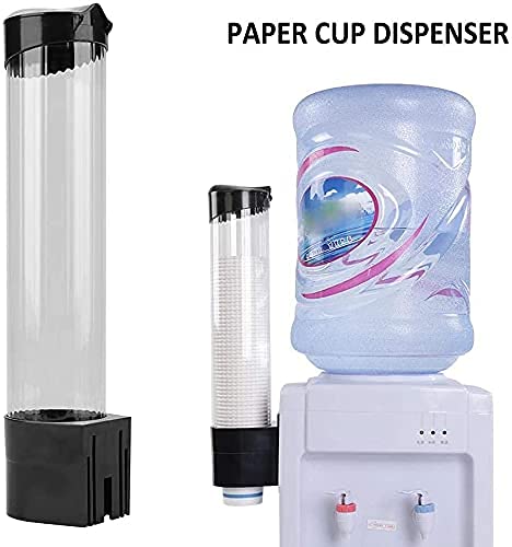 Cup Dispenser - Wall Mounted Paper Cup Dispenser, 60-80 Cups Paper Plastic Water Cup Dispenser, One Touch Button Cup Holder for Office Coffee Water Cooler Machine (Black)