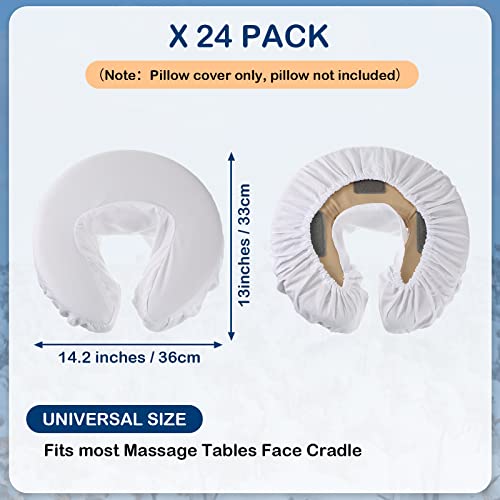 24 Pcs Face Cradle Covers for Massage Table Microfiber Reusable Soft Thicker Massage Table Head Rest Covers Bulk Oil Proof Headrest Cradle Sheets for Spa Beauty Salons (White)