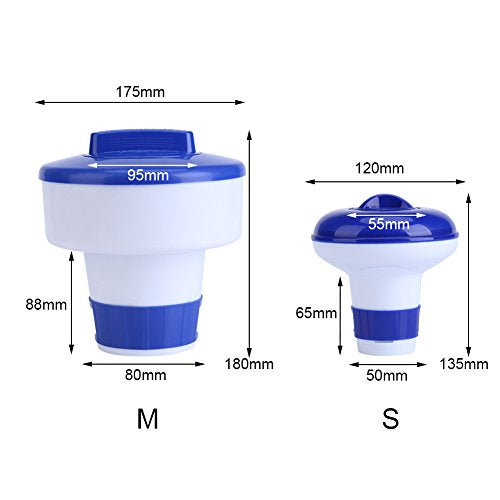 Floating Chlorine and Bromine Chemical Dispenser, Swimming Pool Spa Floating Chlorine Bromine Chemical Dispenser for Pool, Spa, Hot Tub, and Fountain(5 inch)