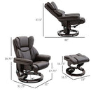 HOMCOM Massage Recliner Chair with Ottoman Footrest, 360° Swivel Reclining Chair, Faux Leather Living Room Chair with 10 Vibration Points, Adjustable Backrest, Side Pocket and Remote Control, Brown