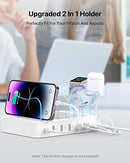 SooPii 60W 6-Port Charging Station for Multiple Devices, PD 20W USB C Fast Charging for lPhone 14/13/12,6 Short Cables Included, 2 in 1 Holder,for Phones,Tablets and Others