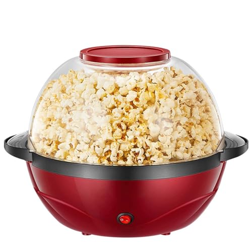 Popcorn Machine, 2 in 1 Popcorn Popper maker, 6 Quart/24 Cup, Nonstick Plate, 850W Electric Stirring with Quick-Heat Technology, Cool Touch Handles, Thicken Transparent Cover, Dishwasher Safe