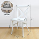 Memobarco Assembled Dining Chairs Set of 2, 450lbs Commercial Grade Farmhouse Side Chair, Heavy Duty X-Back Restaurant Chair, Cross Back Stacking Chairs for Bistro, Cafe, Banquet, Hotel - White