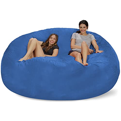 Chill Sack Bean Bag Chair: Giant 8' Memory Foam Furniture Bean Bag - Big Sofa with Soft Micro Fiber Cover - Royal Blue