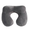 Inflatable Travel Pillow - 100% Soft Velvet Neck Support for Travel, Planes, Trains, Cars and Offices with Compact Carry Bag, Breathable and Washable Cover, Grey