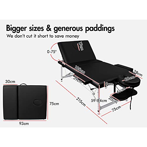 ALFORDSON Massage Table Folding Massage Bed Adjustable 75cm Wide Portable Therapy Table Lift Up SPA Bed with 3-Year Warranty