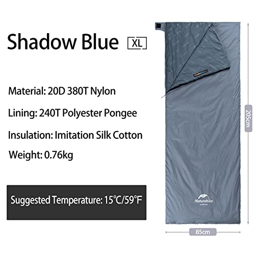 Naturehike Sleeping Bag – Envelope Lightweight Portable, Waterproof, Comfortable with Compression Sack - Great for 3 Season Traveling, Camping, Hiking, Outdoor Activities (XL-Shadow Blue)