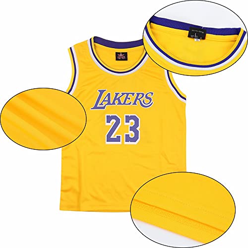 FUTERLY Kids Basketball Kit - 2-Piece Sleeveless Kids Basketball Jersey Shirt - Cool Basketball Kids Outfit for 4 5 6 7 8-14 Years Old Kids Boys Childs Gifts, Yellow, 8-10 Years