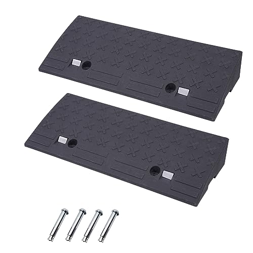 2Pack 4" Rise Rubber Curb Ramps Heavy Duty Driveway Curb Ramp 17000 Lbs Car Slope Ramp for Sidewalk Cars RV Trucks Shed Access Bike Pets Scooter Wheelchair 23.6x9.8x4inch (4'' Rise)