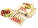 lunchley Cheese Board: Charcuterie Board Platter & Serving Tray with 2 Ceramic Sauce Bowls, Slide-Out Wooden Tray & Round Fruit Tray-Perfect Gifts for Housewarming, Bridal Shower, Birthday & Christmas