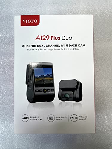 VIOFO Dual Dash Cam, 2K 1440P 60fps+1080P 30fps Front and Rear Dash Camera with Wi-Fi GPS, Parking Mode, Emergency Recording, Super Capacitor, Motion Detection (A129 Plus Duo)