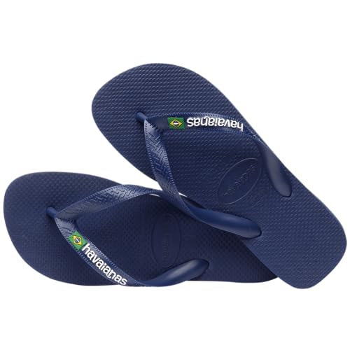 Havaianas Men's Brazil Logo Flip Flop Sandal, Navy Blue, 9-10