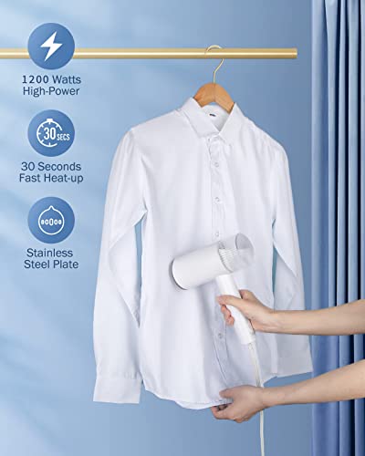 Garment Steamer for Clothes, Foldable Handheld Clothing Wrinkles Remover for Garments with 1200W Powerful, 30-Second Fast Heat-up, Portable Mini Fabric Steam Iron for Home and Travel